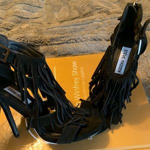 Black Fringe Suede Steve Madden Sandals